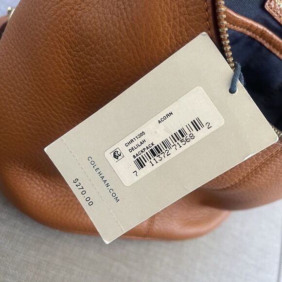 COLE HAAN Delilah Backpack Purse NEW Chestnut Brown Career Leather Lux - Picture 7 of 14